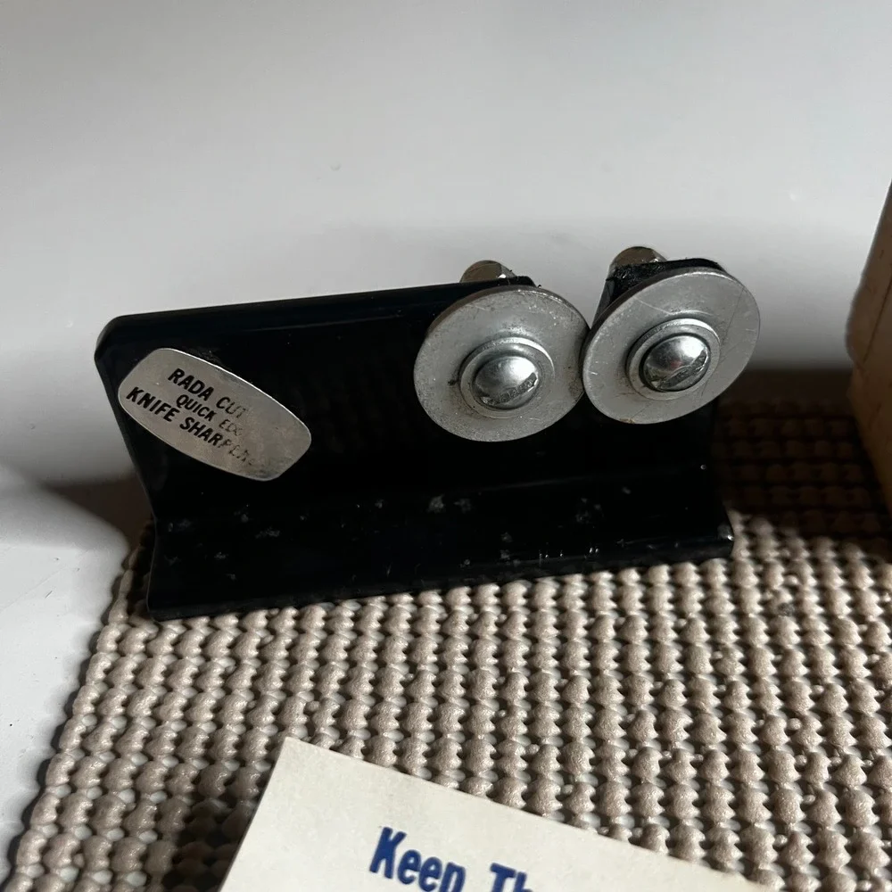 Vintage Rada Cutlery Quick Edge Knife Sharpener with Box and Instructions Black